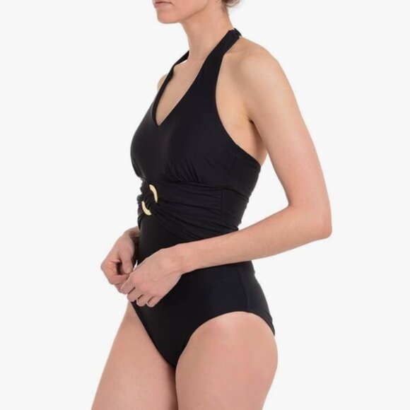 SPANX NEW Bayside Halter Ruched Shaping 1PC Swimsuit Ring Buckle Slimming Pad 18 - Picture 3 of 16